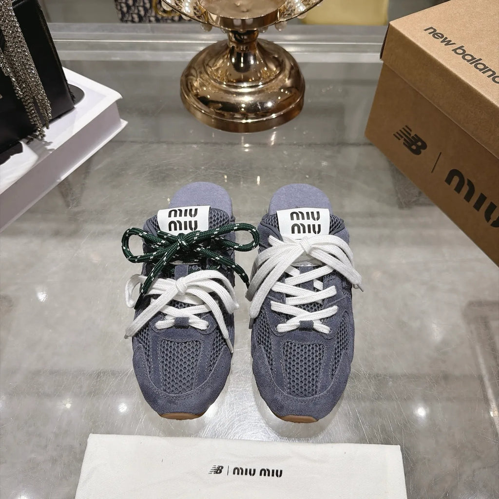 Miu Miu Women's New Balance 530 Mule Sneakers Suede Sheepskin TPU