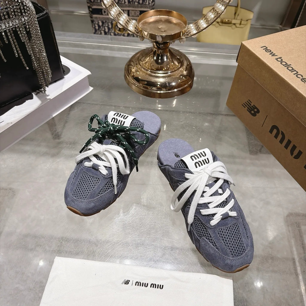 Miu Miu Women's New Balance 530 Mule Sneakers Suede Sheepskin TPU