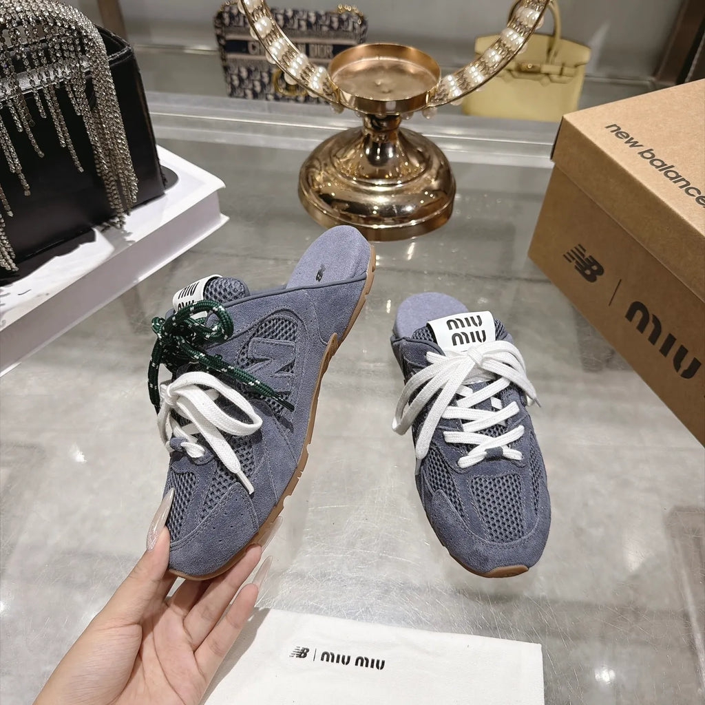 Miu Miu Women's New Balance 530 Mule Sneakers Suede Sheepskin TPU