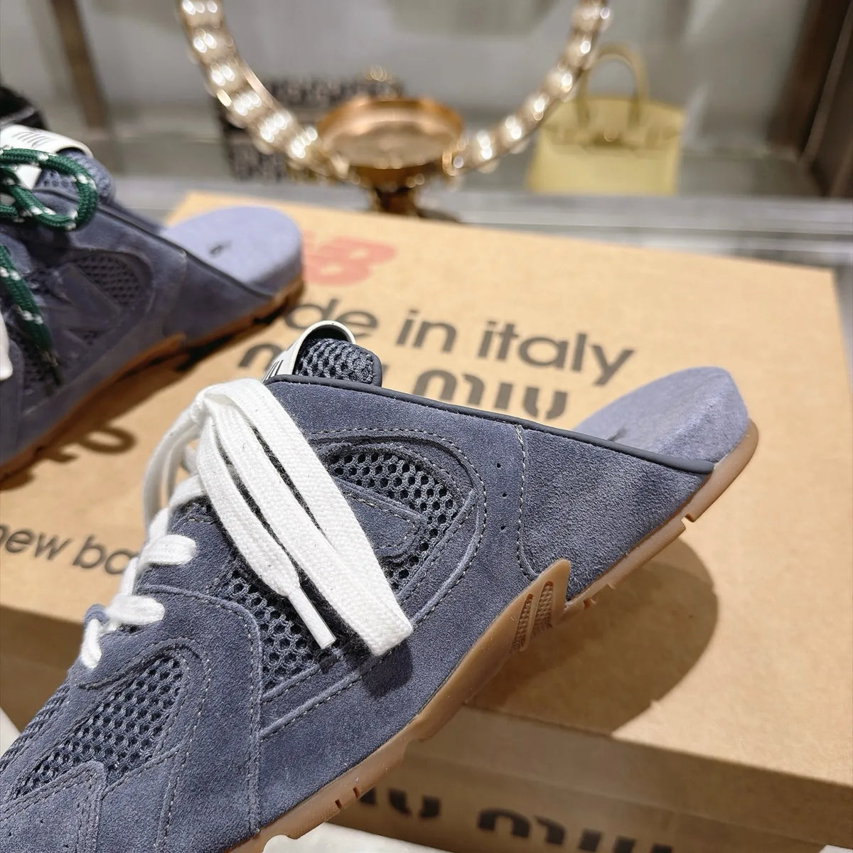 Miu Miu Women's New Balance 530 Mule Sneakers Suede Sheepskin TPU