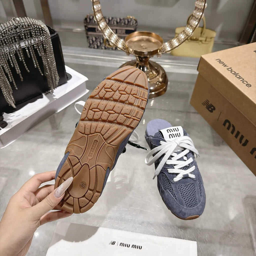 Miu Miu Women's New Balance 530 Mule Sneakers Suede Sheepskin TPU