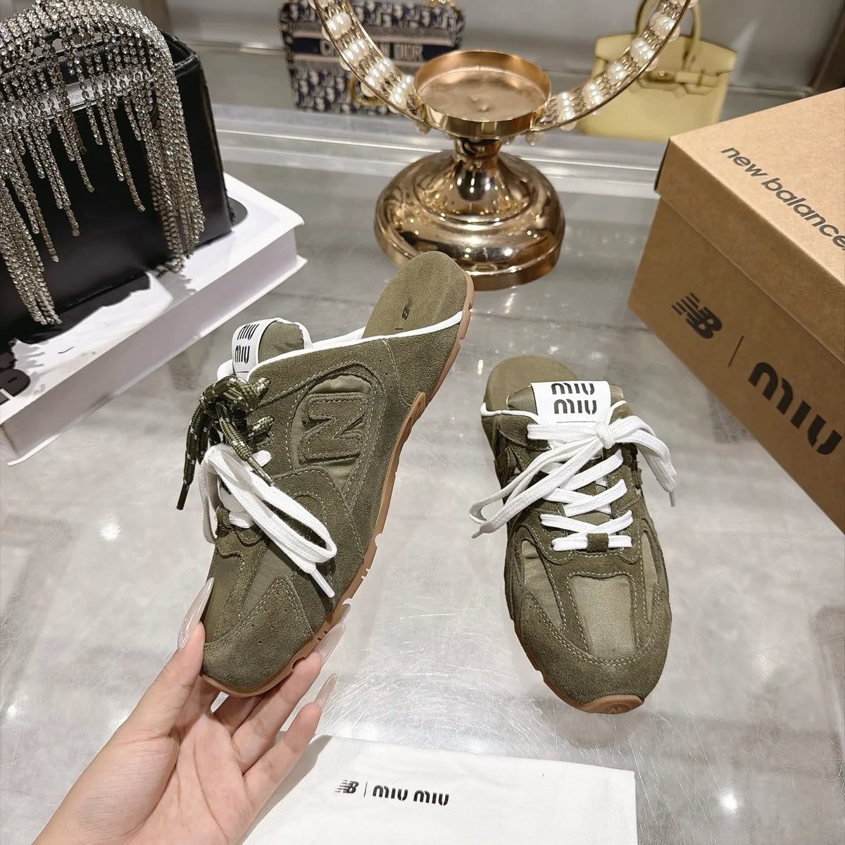 Miu Miu Women's New Balance 530 Mule Sneakers Suede TPU