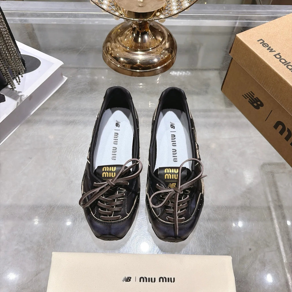 Miu Miu Women's Retro Casual Flats Suede Sheepskin TPU 2026