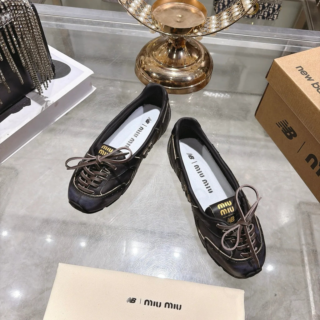 Miu Miu Women's Retro Casual Flats Suede Sheepskin TPU 2026