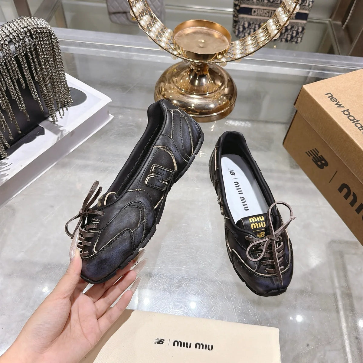 Miu Miu Women's Retro Casual Flats Suede Sheepskin TPU 2026
