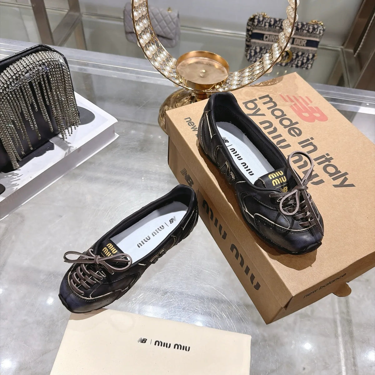 Miu Miu Women's Retro Casual Flats Suede Sheepskin TPU 2026