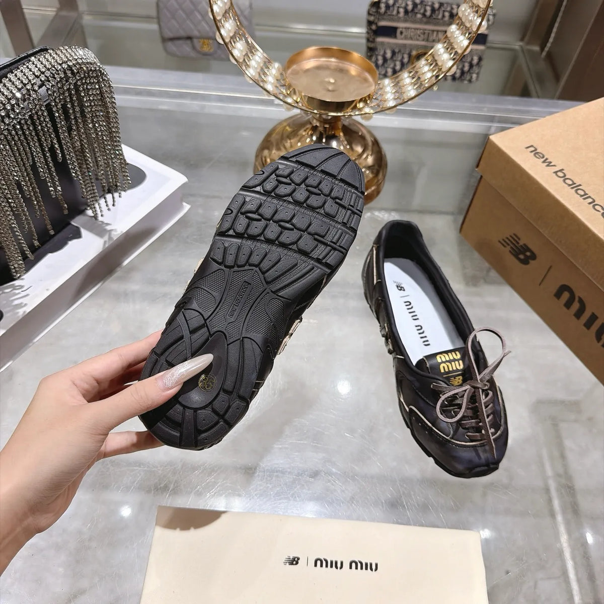 Miu Miu Women's Retro Casual Flats Suede Sheepskin TPU 2026