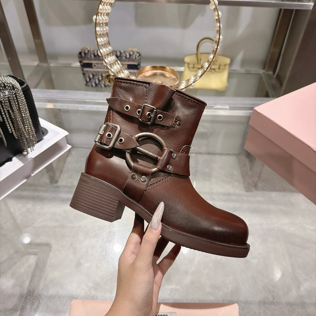 Miu Miu Women's Tall Boots Distressed Calfskin 2026