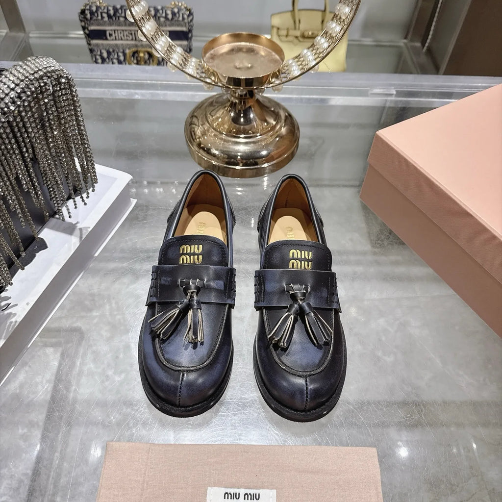 Miu Miu Women's Tassel Driving Loafers Calfskin Rubber 2026