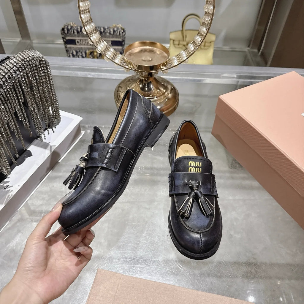 Miu Miu Women's Tassel Driving Loafers Calfskin Rubber 2026