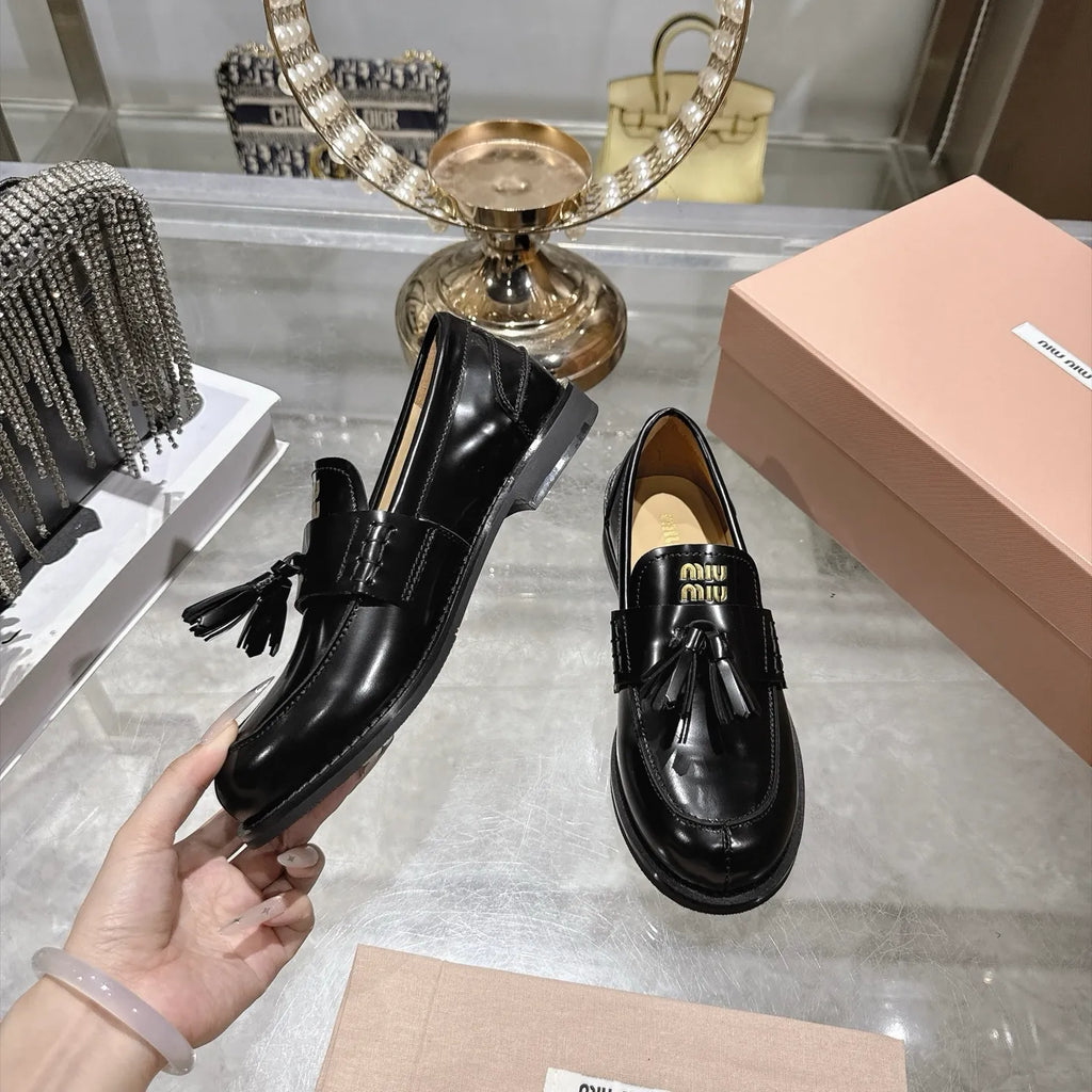 Miu Miu Women's Tassel Driving Loafers Calfskin Rubber 2026