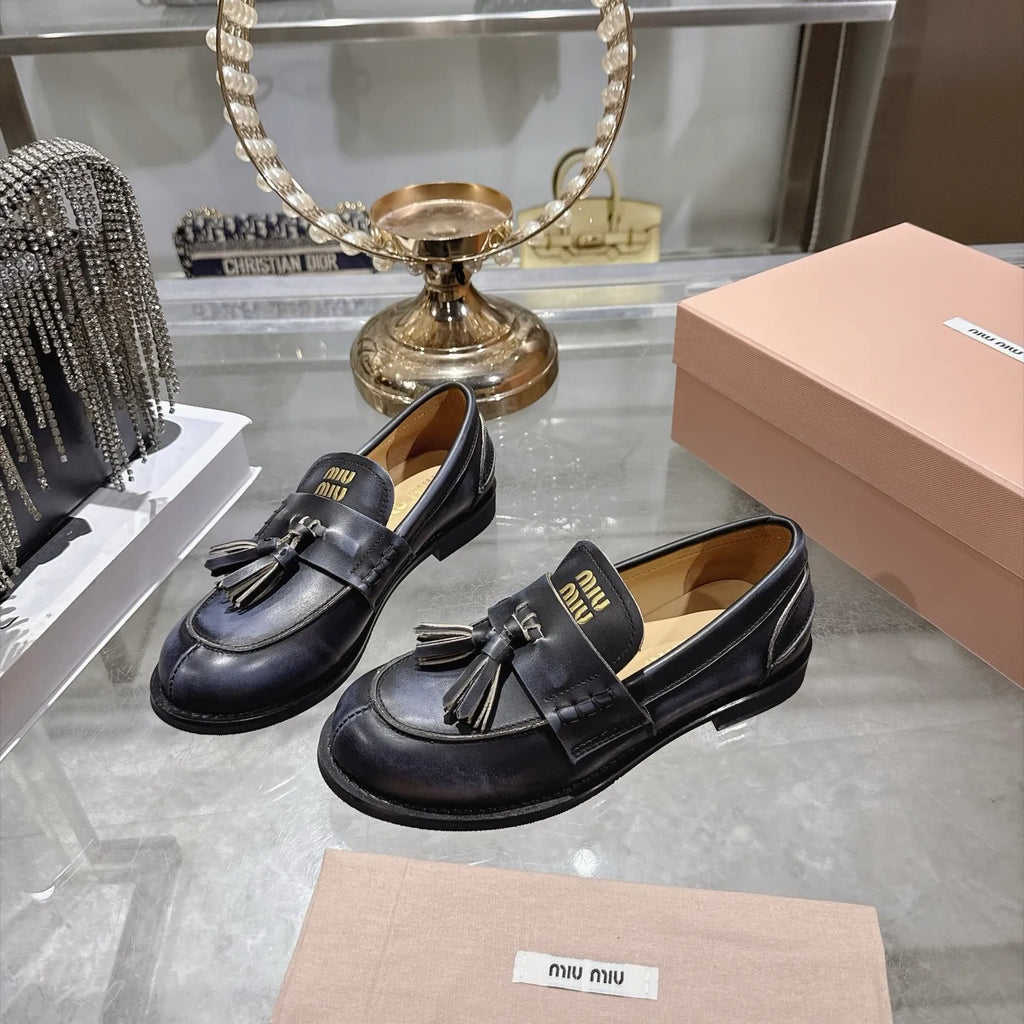 Miu Miu Women's Tassel Driving Loafers Calfskin Rubber 2026