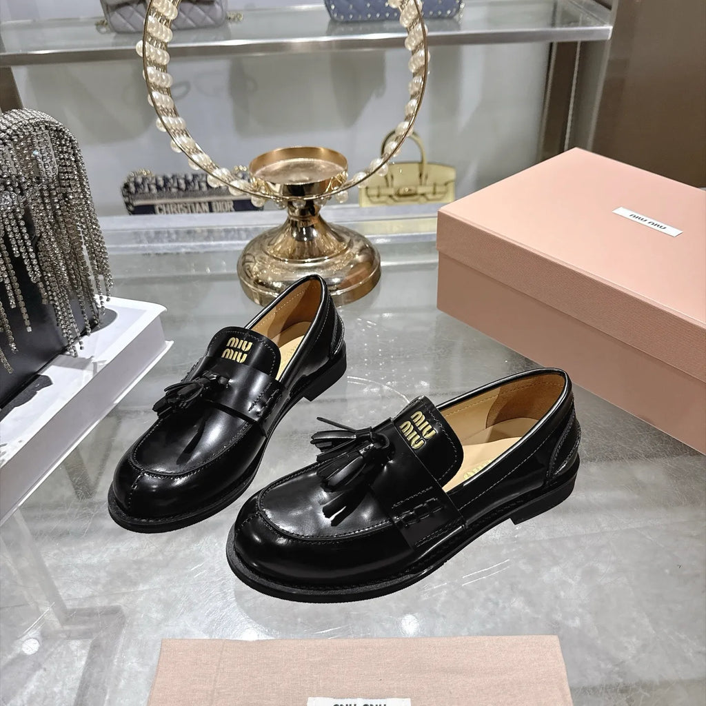 Miu Miu Women's Tassel Driving Loafers Calfskin Rubber 2026