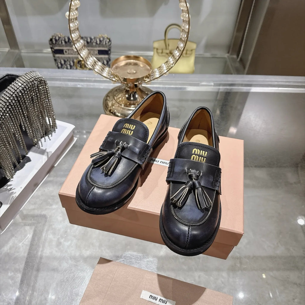 Miu Miu Women's Tassel Driving Loafers Calfskin Rubber 2026