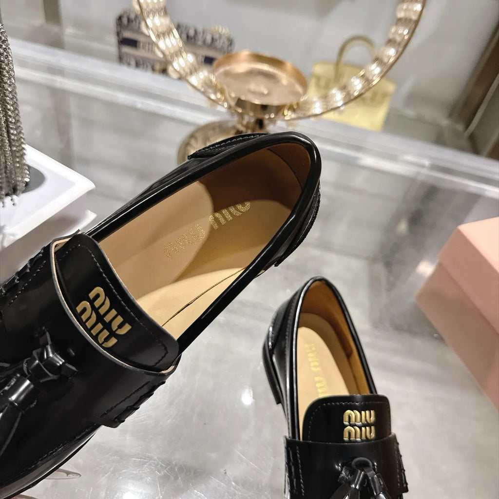 Miu Miu Women's Tassel Driving Loafers Calfskin Rubber 2026