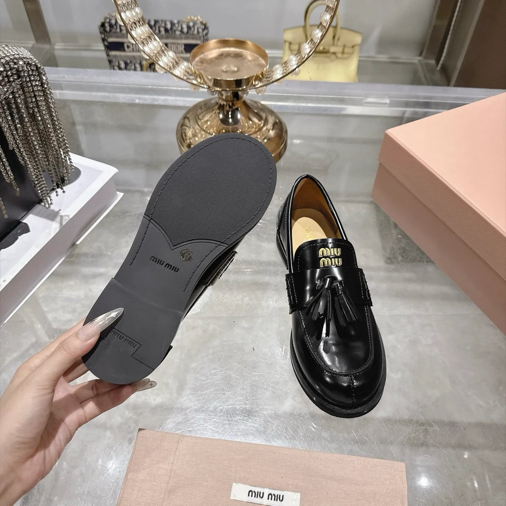 Miu Miu Women's Tassel Driving Loafers Calfskin Rubber 2026