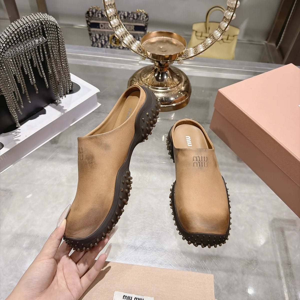 Miu Miu Women's Vintage Platform Loafers Burnished Calfskin 2026