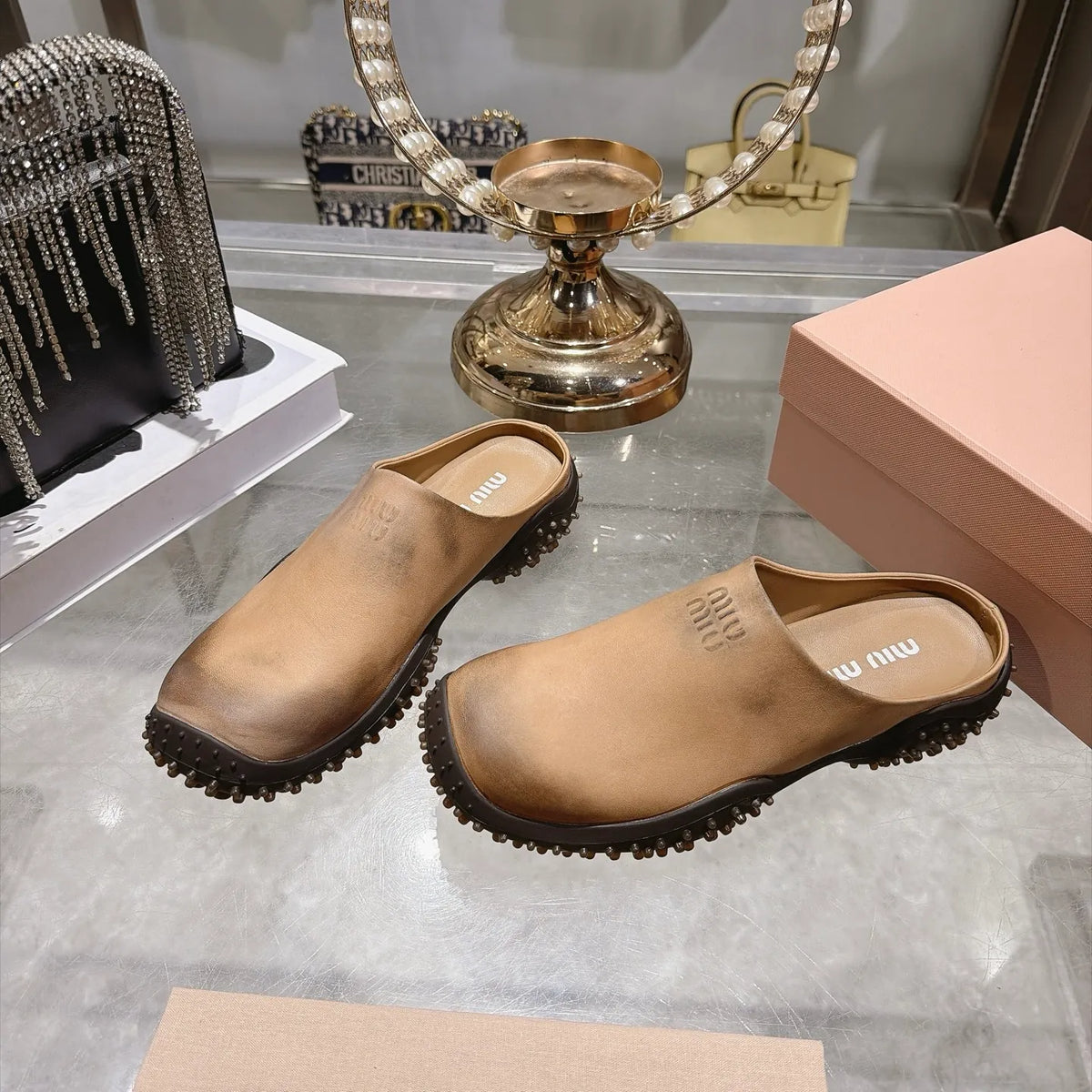Miu Miu Women's Vintage Platform Loafers Burnished Calfskin 2026