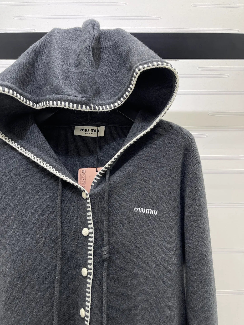 MiuMi* Women's Hooded Knit Cardigan