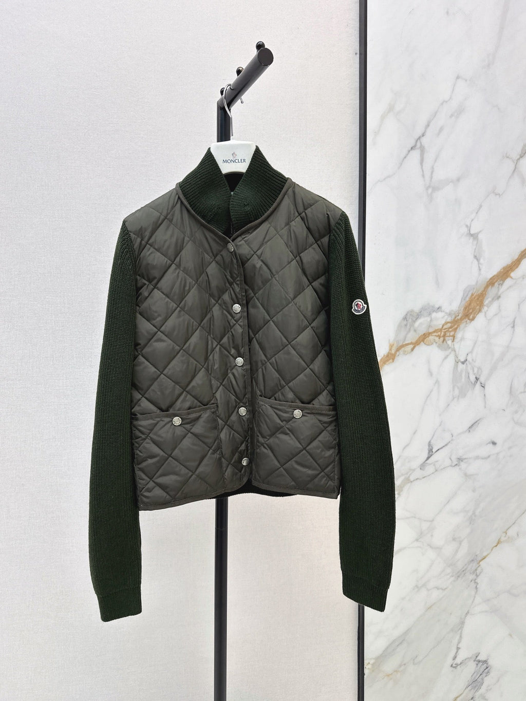 Moncler 794062 Women's Cropped Down Knit Jacket