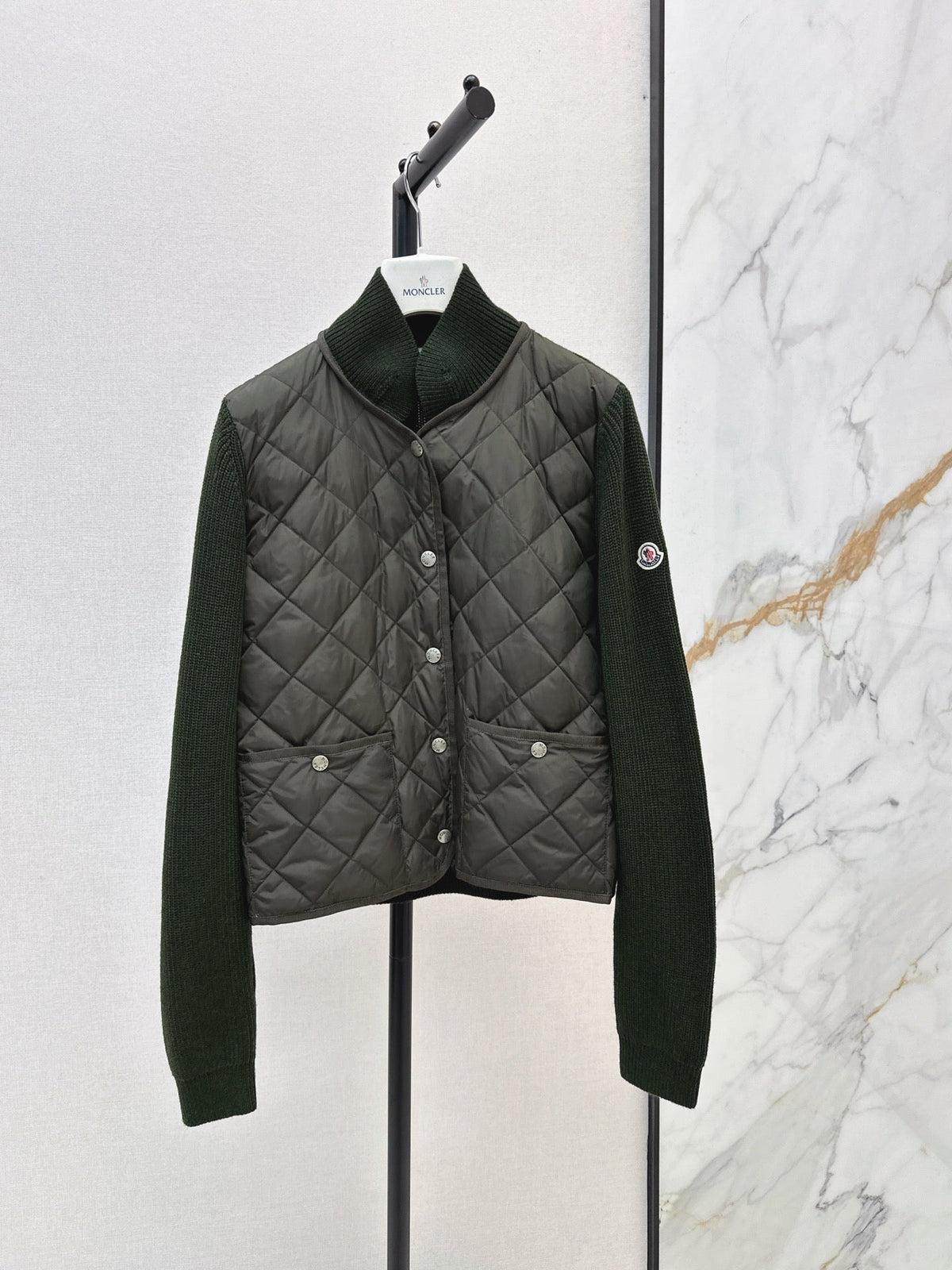 Moncler 794062 Women's Cropped Down Knit Jacket