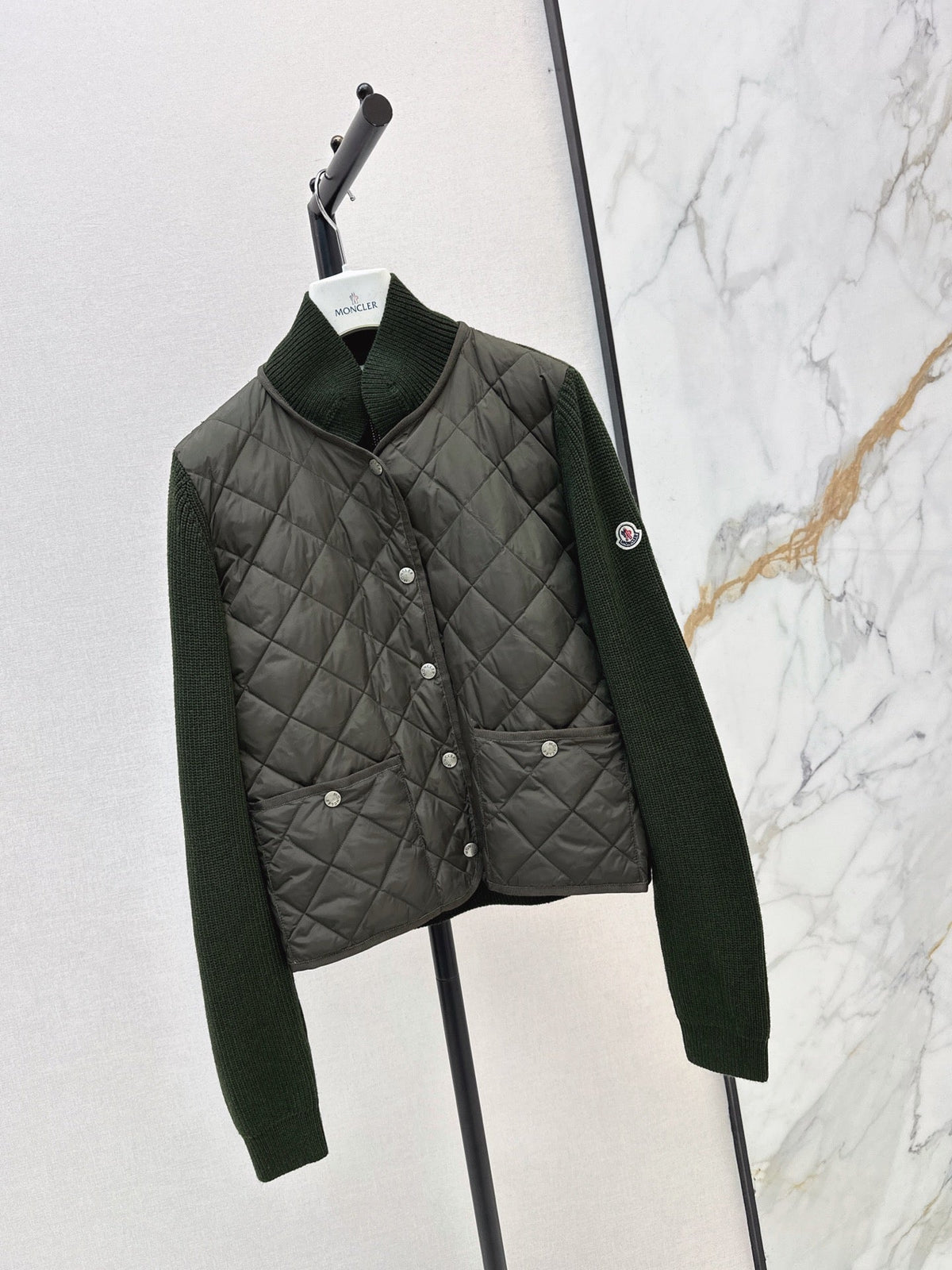 Moncler 794062 Women's Cropped Down Knit Jacket