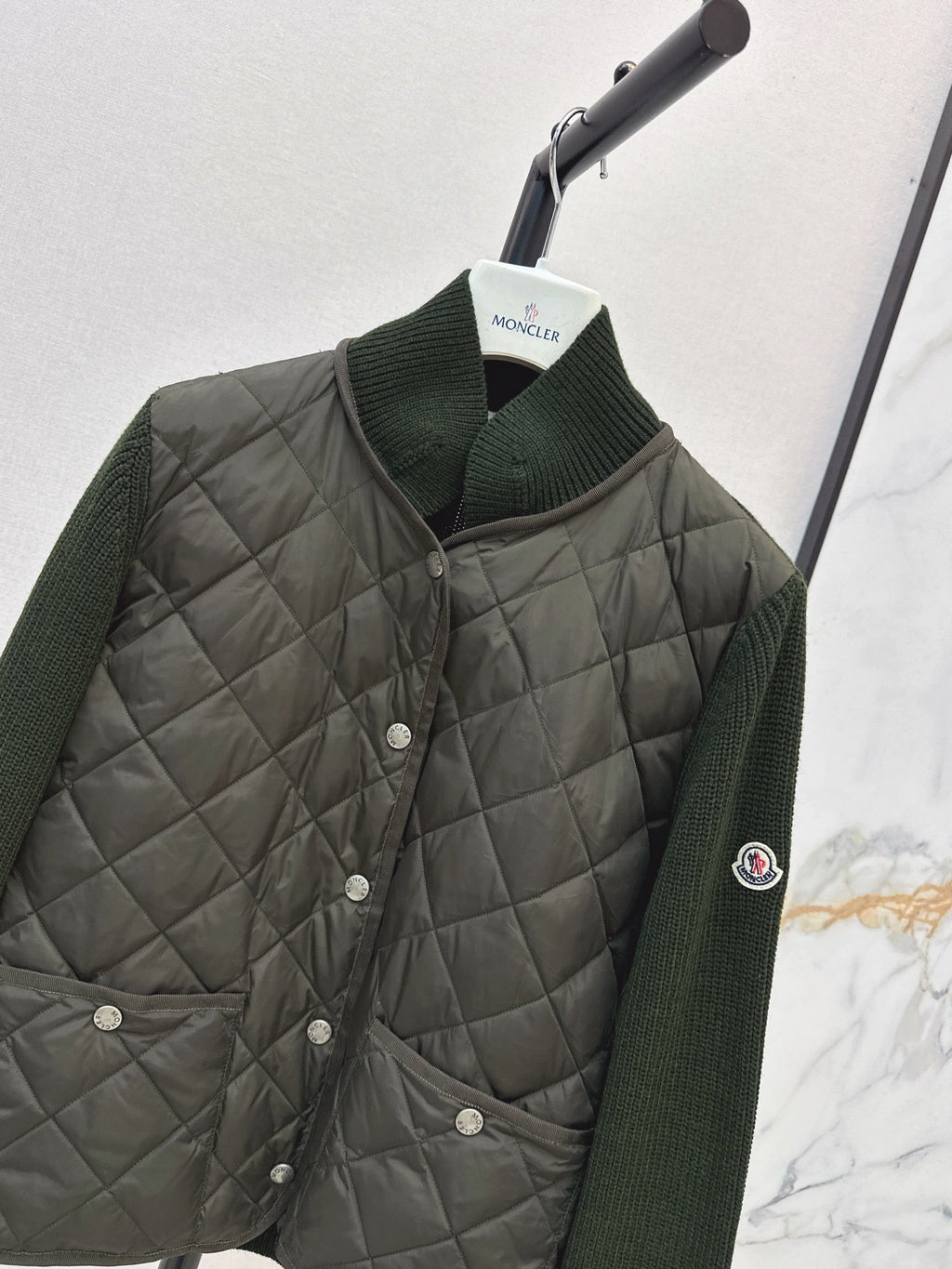 Moncler 794062 Women's Cropped Down Knit Jacket