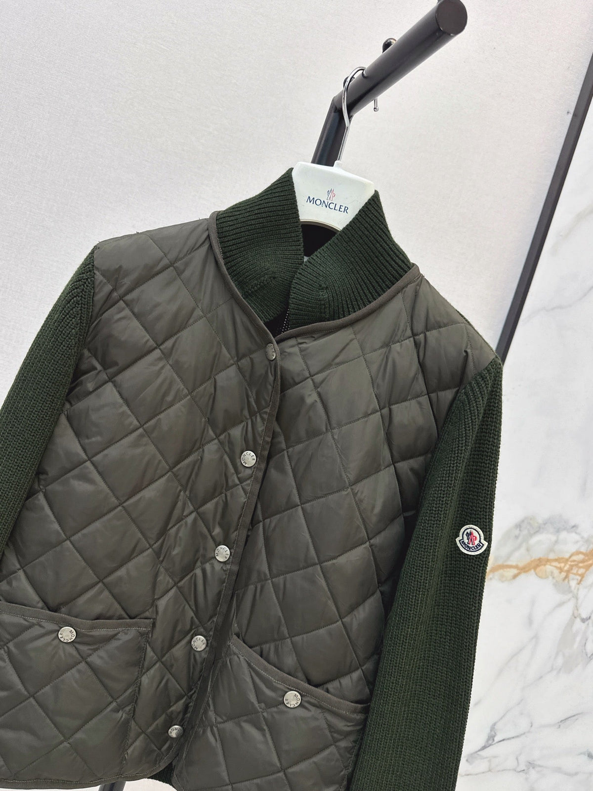 Moncler 794062 Women's Cropped Down Knit Jacket