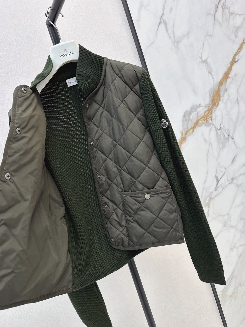 Moncler 794062 Women's Cropped Down Knit Jacket