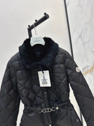 Moncler 906000590 Women's Rabbit Fur Collar Down Jacket