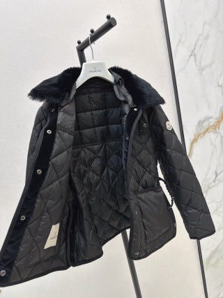 Moncler 906000590 Women's Rabbit Fur Collar Down Jacket
