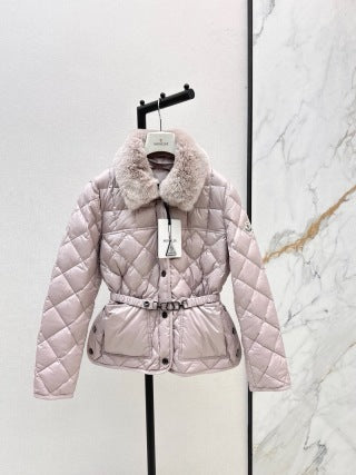 Moncler 906000590 Women's Rex Rabbit Collar Down Jacket