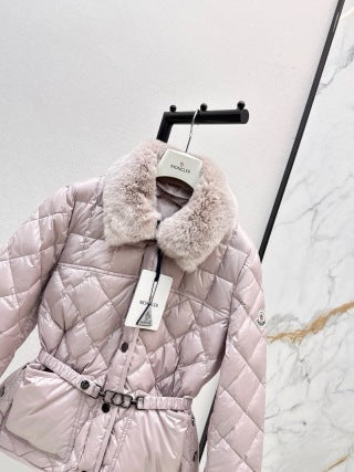 Moncler 906000590 Women's Rex Rabbit Collar Down Jacket