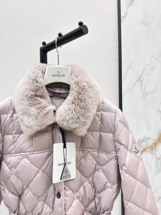 Moncler 906000590 Women's Rex Rabbit Collar Down Jacket