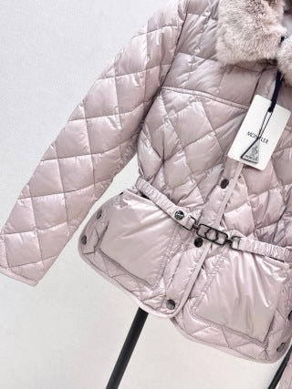 Moncler 906000590 Women's Rex Rabbit Collar Down Jacket