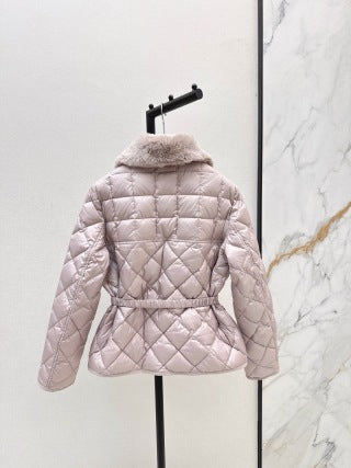 Moncler 906000590 Women's Rex Rabbit Collar Down Jacket