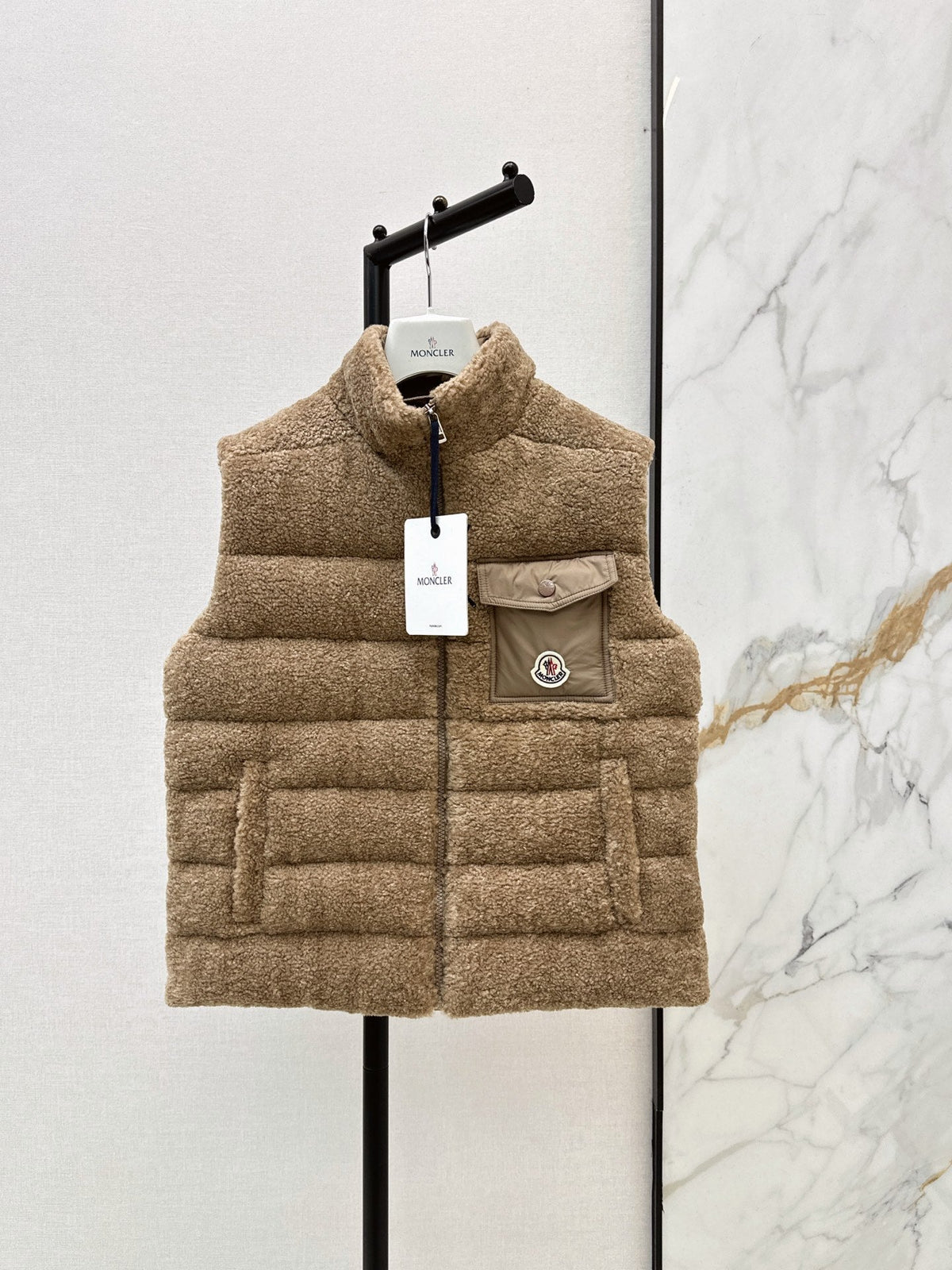 Moncler 944700460 Women's Faux Shearling Down Vest