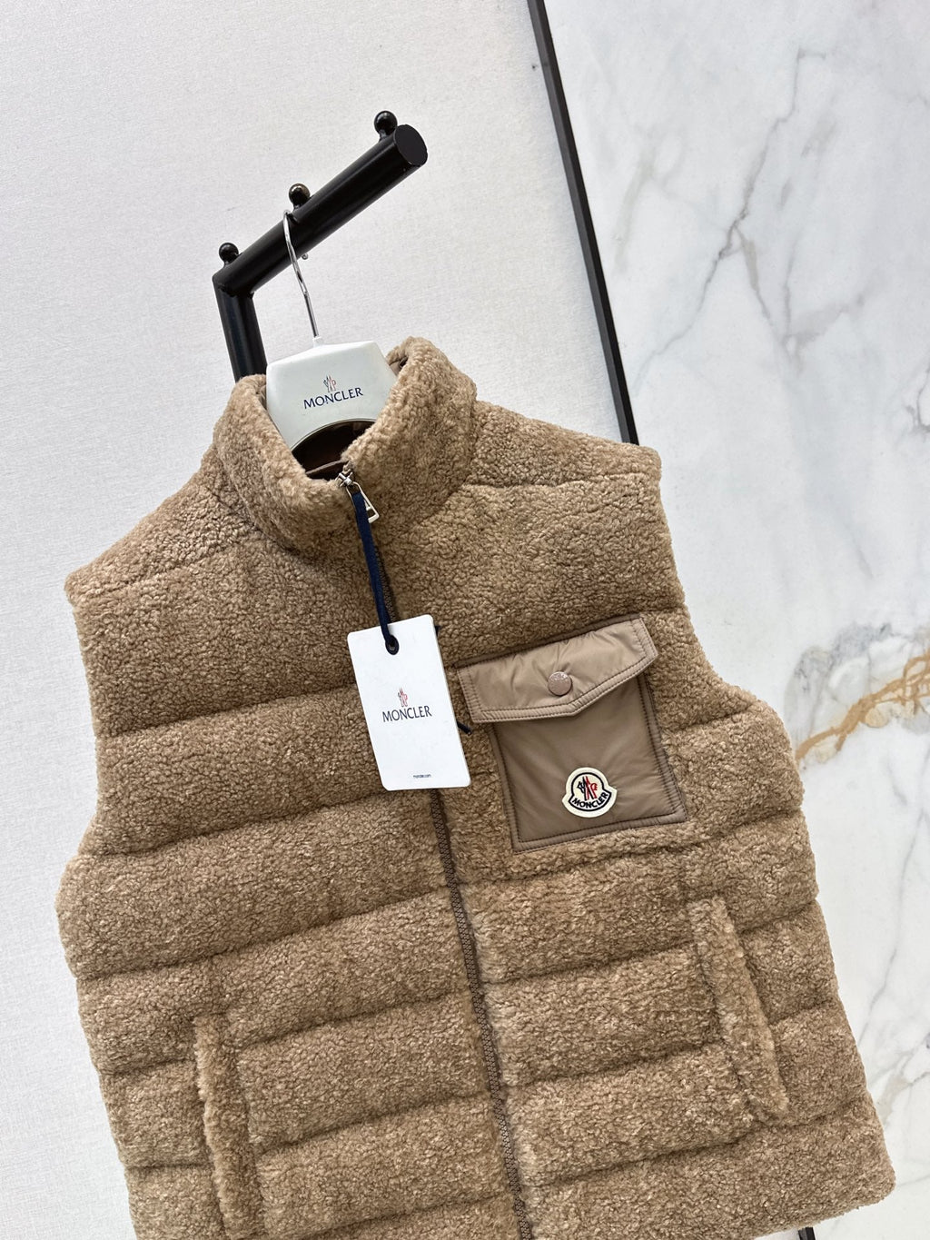 Moncler 944700460 Women's Faux Shearling Down Vest