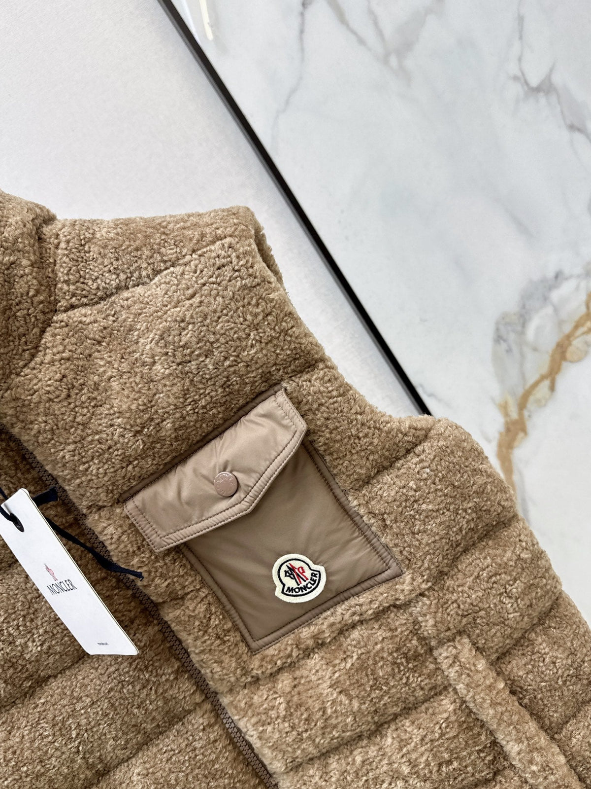 Moncler 944700460 Women's Faux Shearling Down Vest