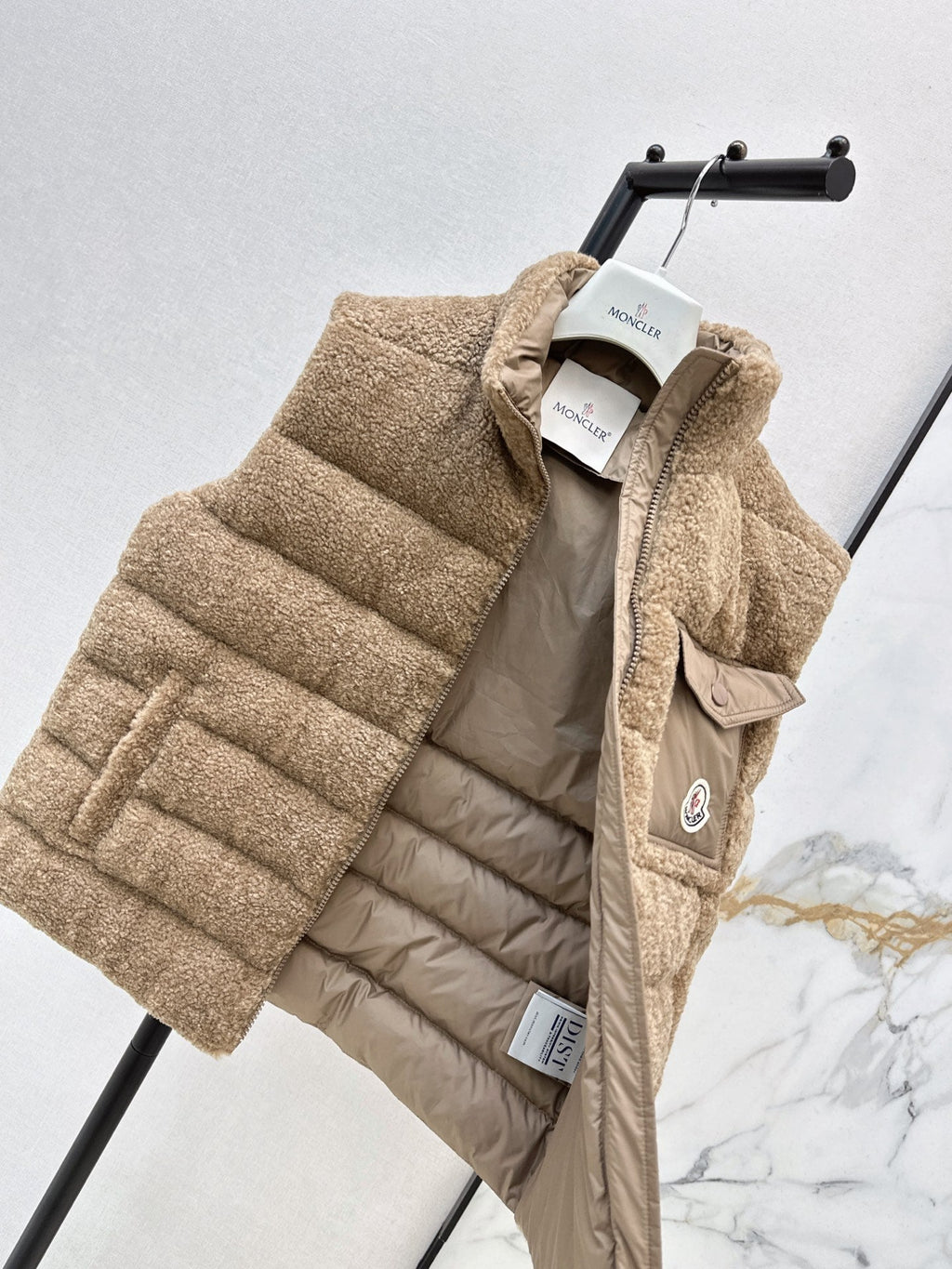 Moncler 944700460 Women's Faux Shearling Down Vest