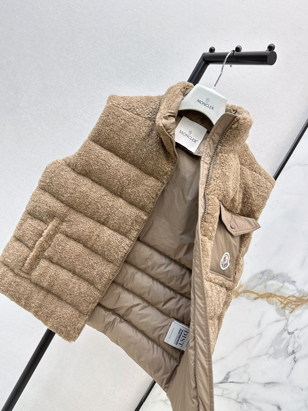 Moncler 944700460 Women's Faux Shearling Down Vest