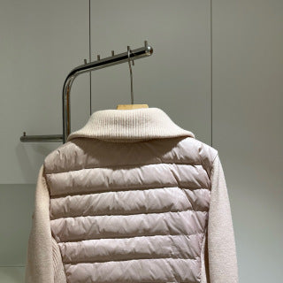 Moncler 994500430 Women's Stand Collar Down Knit Jacket