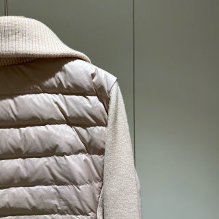 Moncler 994500430 Women's Stand Collar Down Knit Jacket