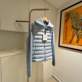 Moncler 994500430 Women's Stand Collar Down Knit Jacket