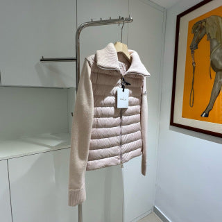 Moncler 994500430 Women's Stand Collar Down Knit Jacket