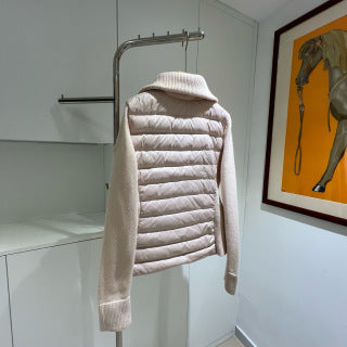 Moncler 994500430 Women's Stand Collar Down Knit Jacket