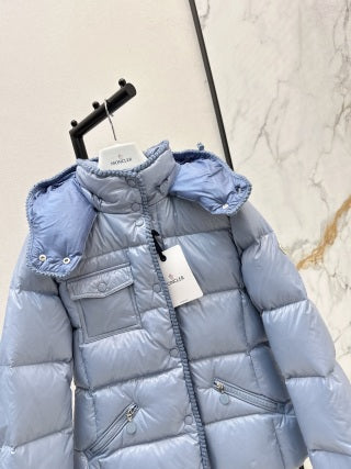 Moncler 995400530 Women's Hooded Waist-Cinching Down Jacket