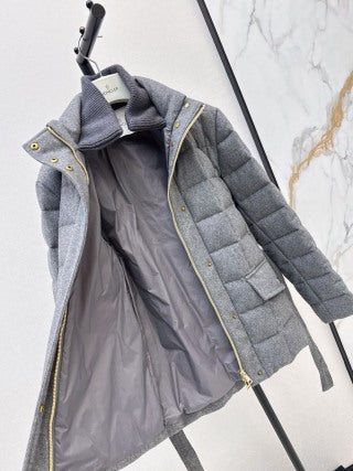Moncler 996000590 Women's Stand Collar Drawstring Down Jacket