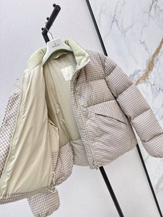 Moncler 99770760 Women's Plaid Stand Collar Down Jacket