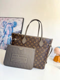 Neverfull Inside Out MM Leather Tote Handbag M25664